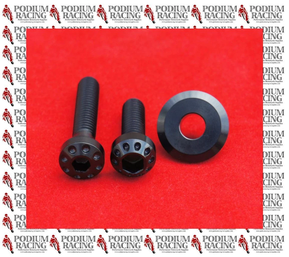 DUCATI V4 V2 PANIGALE BLACK TITANIUM STEERING DAMPER BOLT SET OF 3PCS - Image 1 of 1