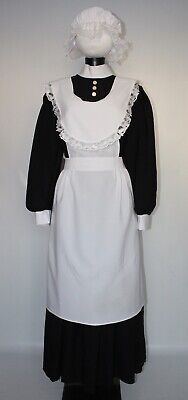 Donna Costume Da Cameriera Vittoriana Black & White Costume Periodo Edoardiano Downton 18-20 • 70.46€