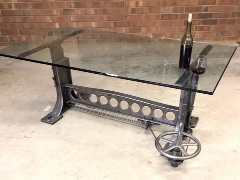 Wysong and Miles Cast Iron Chain Drive Crank Table Machine Base Dining Table Cover