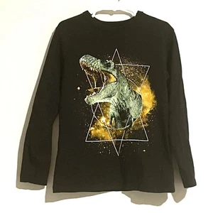 Children’s Place Boys Shirt Small Sz 5/6 Long Sleeve Black Dinosaur Dino - Picture 1 of 6