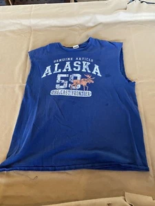 Alaska The Last Frontier T Shirt Sleeveless Moose 59 Size XL - Picture 1 of 7
