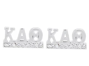 Kappa Alpha Theta Sorority Rhodium Crystal Post Earrings Jewelry Sister Gift - Picture 1 of 1