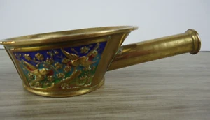 De Colección Latón Cloisonne Asiático Seda Hierro Pájaros Flor de Cerezo Koi Pez Azul Verde Rojo - Imagen 1 de 15