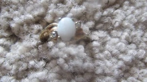White Opal Ring with Rhinestone Sets Stones Sz 8 Free Shipping - Picture 1 of 11