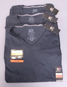 Fruit of the Loom Men's T-Shirt - Black L Pack of 3 V neck - Picture 1 of 4