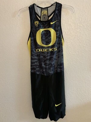 NEW MENS L NIKE OREGON DUCKS TEAM ISSUED SPEEDSUIT RUNNING TRACK PRO ATHLETE USA - Image 1 of 4