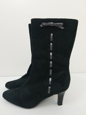 Predictions Black Ribbon Pointed Toe Heel Boots Women 7.5