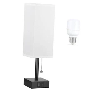 White Small Table Lamp for Bedroom - 3 Color Temperature 14.7in White & Black - Picture 1 of 8