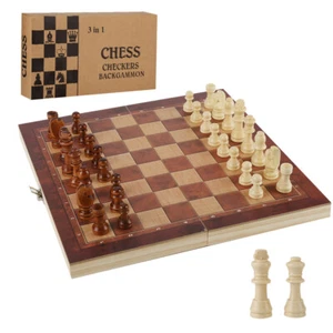 Schachspiel Schach 3-in-1 29x29CM Schach Dame Backgammon Chess BATTLE Holzkiste - Bild 1 von 11