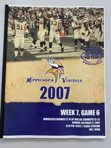 Programa de fútbol americano Dallas Cowboys NFL 2007 vs Minnesota Vikings guía de juegos medios - Imagen 1 de 1