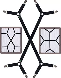 2er Pack Bettlaken Verschlüsse Verstellbar Kreuz Spannbetttuch Band Riemen Halter - Bild 1 von 4