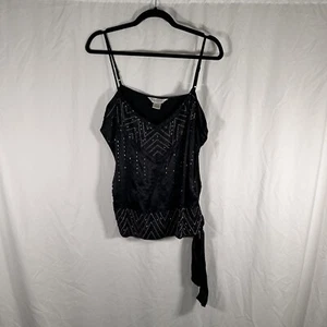 Uniform John Paul Richard Tank Top Women's Large Black 100% Silk Sequin Vneck - Picture 1 of 11