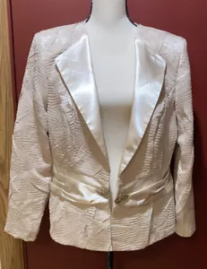 Vintage OBLIQUE Womens Eveningwear Jacket Blazer Cream Sz 18 Rhinestones Sash - Picture 1 of 11
