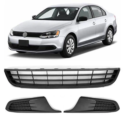 Grelha de para-choque dianteira inferior + capas de luzes de neblina para 2011-2014 Volkswagen Jetta - Imagem 1 de 4