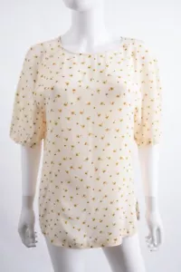 Giada Forte womens Silk Blouse Sz 3 L Large Ivory Palm Tree Print NWT - Picture 1 of 7
