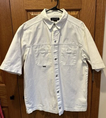 Sean John Boys XL (20) White Denim Snap Shirt Men’s Size M/L Cotton Y2K Vtg - Image 1 of 4