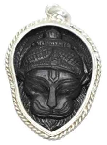 Narsimha Shaligram Pendant On Sudarshan Shaligram in Pure Silver - Picture 1 of 6