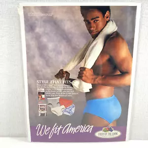 Vtg Print Ad 80's Fruit of Loom Sexy Man Genuine Magazine Advertisement Ephemera - Picture 1 of 4