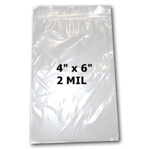 4" x 6" Resealable Clear Poly Bags Reclosable Zipper Lock Bags 2 mil - Picture 1 of 2