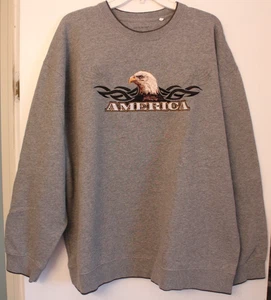 Men's Croft and Barrow American Bald Eagle Embroiderd XL Gray Sweatshirt - Picture 1 of 4