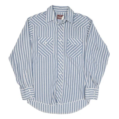 WRANGLER Mens Blue & White Stripe Western Shirt M Classic Button Design - Image 1 of 4