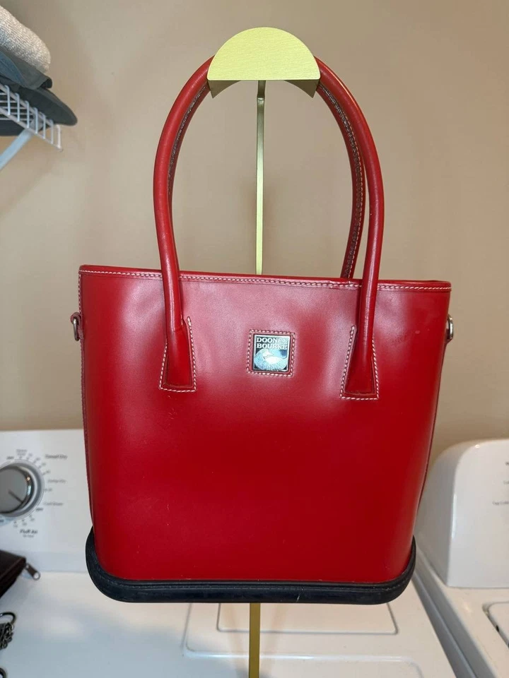 Dooney & Bourke Red Parasole Polished Leather Essex Tote – Vintage Classic - Image 1 of 4