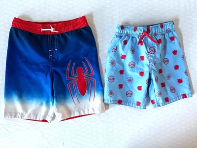 Lote de 2 Bañadores Marvel Spiderman Niños Pequeños Talla 5T Rojo/Azul Malla Forrada Foto 1 de 4