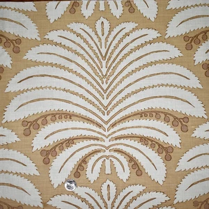 Quadrille PALM GARDEN — BEIGE/BROWN Li/Co Fabric LARGE 21.5"L REMNANT $294/yd - Picture 1 of 10