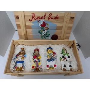 Juego de adornos de vidrio Kurt S Adler Polonesa Suite Real / 4 en caja de madera - Imagen 1 de 7