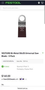 Festool VECTURO Bi-Metal 50x35 Universal Saw Blades-5pack SAVE $40+FREE SHIPPING - Picture 1 of 4