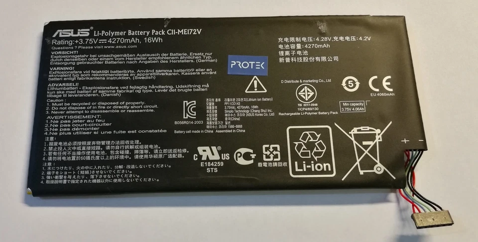 Batteria Battery Tablet Asus ME371 K004 C11-ME172V 3.75V 44270mAh 16Wh - Immagine 1 di 1