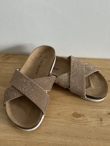 Nude Diamanté Sandals Sliders Slip Ons UK 3 - Picture 1 of 4