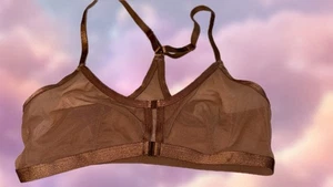 Racerback Bralette Size Small  Auden Pullover Unlined Brown Mesh Gold Nwt - Picture 1 of 3