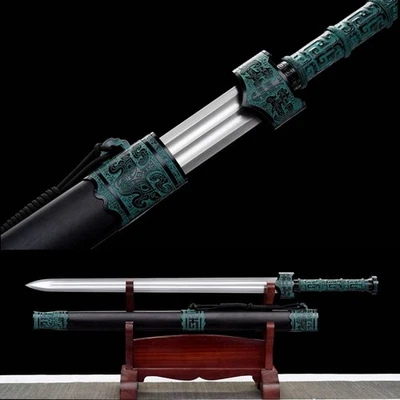 Chinese Tang Dynasty Double Edged Sword Kung Fu Jian 1095 Carbon Steel Blade 秦王剣 - Image 1 of 4