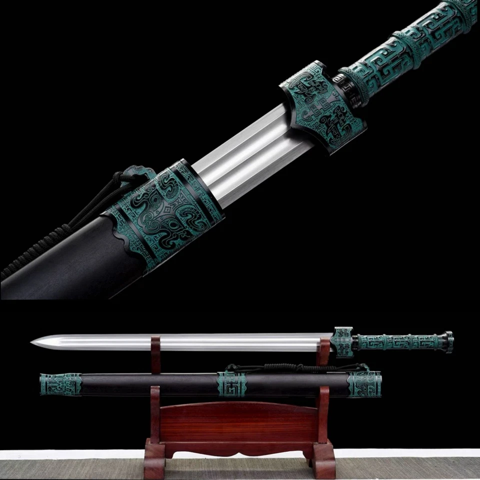 Chinese Tang Dynasty Double Edged Sword Kung Fu Jian 1095 Carbon Steel Blade 秦王剣 - Image 1 of 4