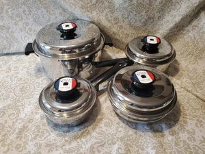 Salsa de acero inoxidable Cordon Bleu Temp-Tone T304 8 piezas/ollas de stock con tapas ventiladas - Imagen 1 de 11