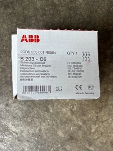 ABB Miniatur Leistungsschalter 2CDS253001R0064 S203-C6 - 3-polig, typ C, 6 A Neu - Picture 1 of 3