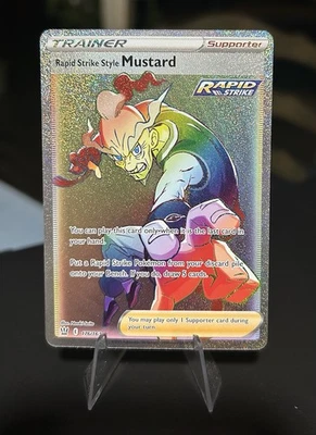 POKEMON 2021 RAPID STRIKE STYLE MUSTARD 176/163 FULL ART RAINBOW TRAINER - MINT - Image 1 of 2