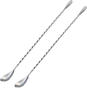 Bar Spoon Cocktail Mixing Stirrers for Drink, Stainless Steel 12 Inches Long Han - Picture 1 of 12