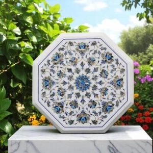 30" Octagon Handmade Turquoise Inlaid Floral Marquetry Arts Furniture Home Decor - Picture 1 of 9