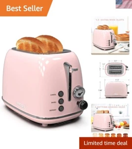Stylish 2-Slice Retro Toaster - 1.5" Slots, 6 Settings, High Lift for Safety - Picture 1 of 10
