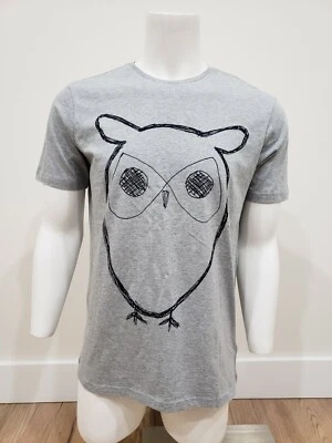 Knowledge Cotton Apparel Men's Big Owl Print T-shirt Grey Size M - Image 1 of 4