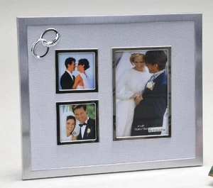 650122 Fotorahmen Familien für 3 Fotos 25cm Ringe silber aus gebürstetem Alu - Bild 1 von 1