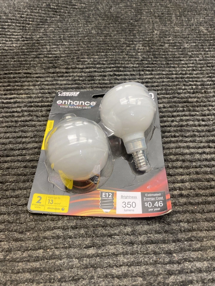 (2-Pk)Feit Electric E12 Candelabra LED Light Bulb Bright White BPG1640W930CAFIL2 - Image 1 of 4