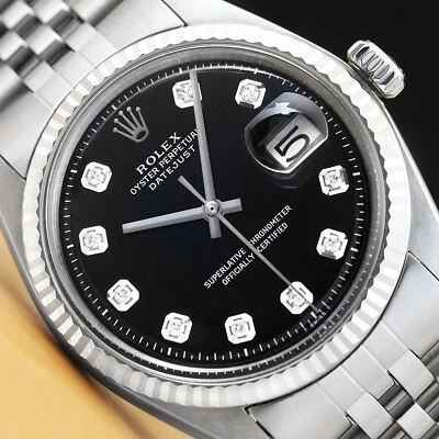 RELOJ ROLEX DATEJUST PARA HOMBRE ORO BLANCO 18K Y ACERO INOXIDABLE ESFERA DIAMANTE NEGRO Foto 1 de 4