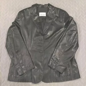LORD & TAYLOR 100% Leather Jacket Blazer BLACK Womens XL Exclusively For You - Picture 1 of 21