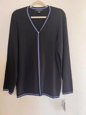 Suéter Sarah Spencer Mujer Talla 1X Cárdigan Negro Cuello Redondo Foto 1 de 4