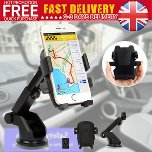 Universal Car Phone Holder 360 Windscreen Suction Mount GPS Black Stand - Picture 1 of 13