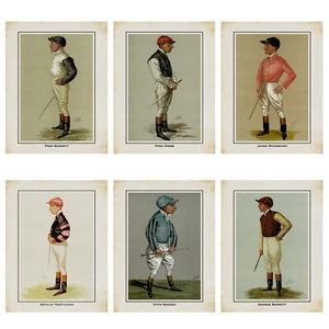 Juego de 6 pósteres de carreras de caballos vintage con estampado de jinete - Vanity Fair Jockeys - Imagen 1 de 2