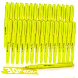 30 Pack Yellow Highlighters, No Bleed Highlighters, Bright Highlighters with - Picture 1 of 8